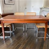 Vintage teak "portfolio" extendable table for 4 to 10 people - attributed to Niels Bach for Glostrup - Denmark 1960