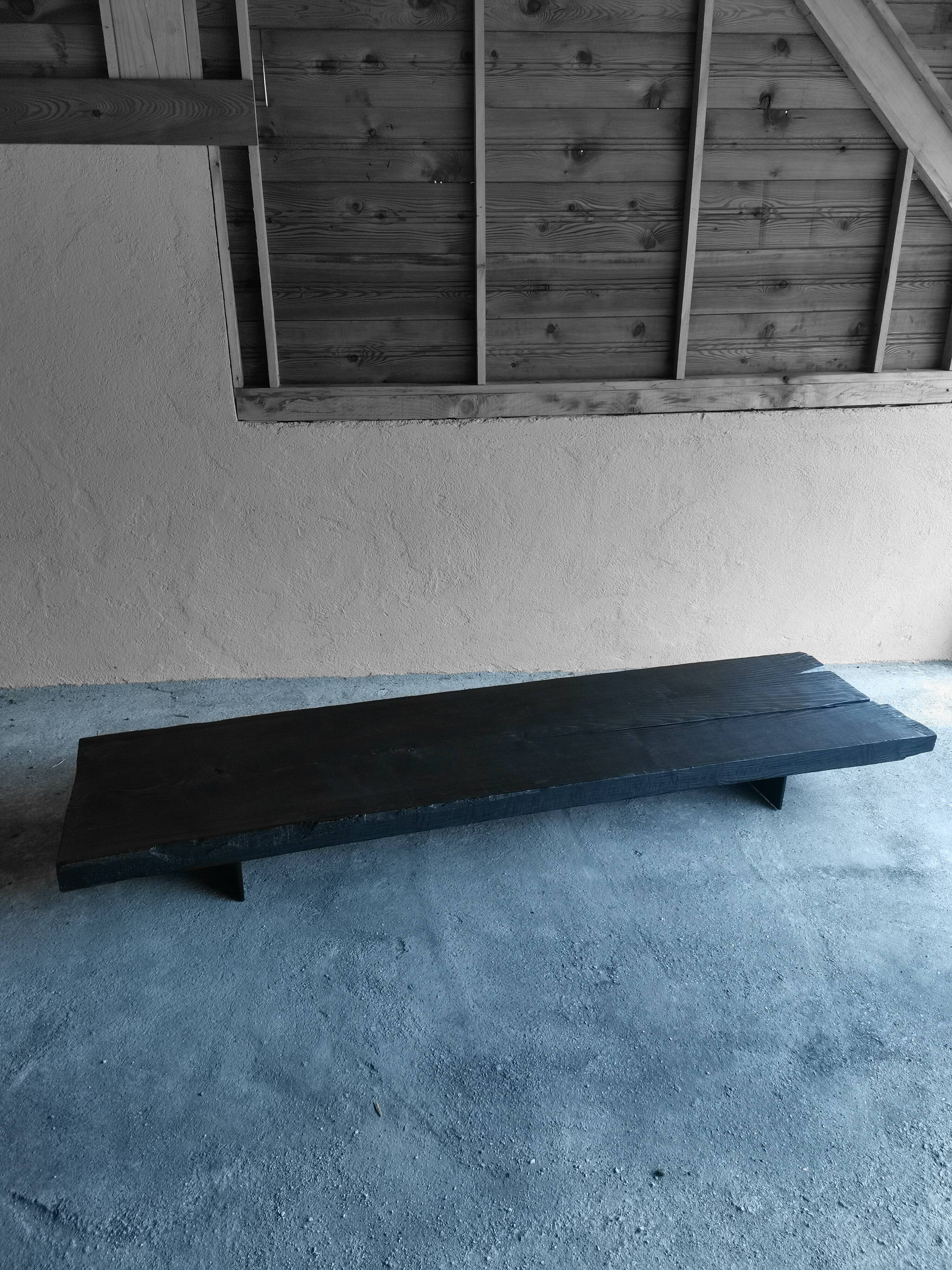 Wabi-sabi burnt wood coffee table
