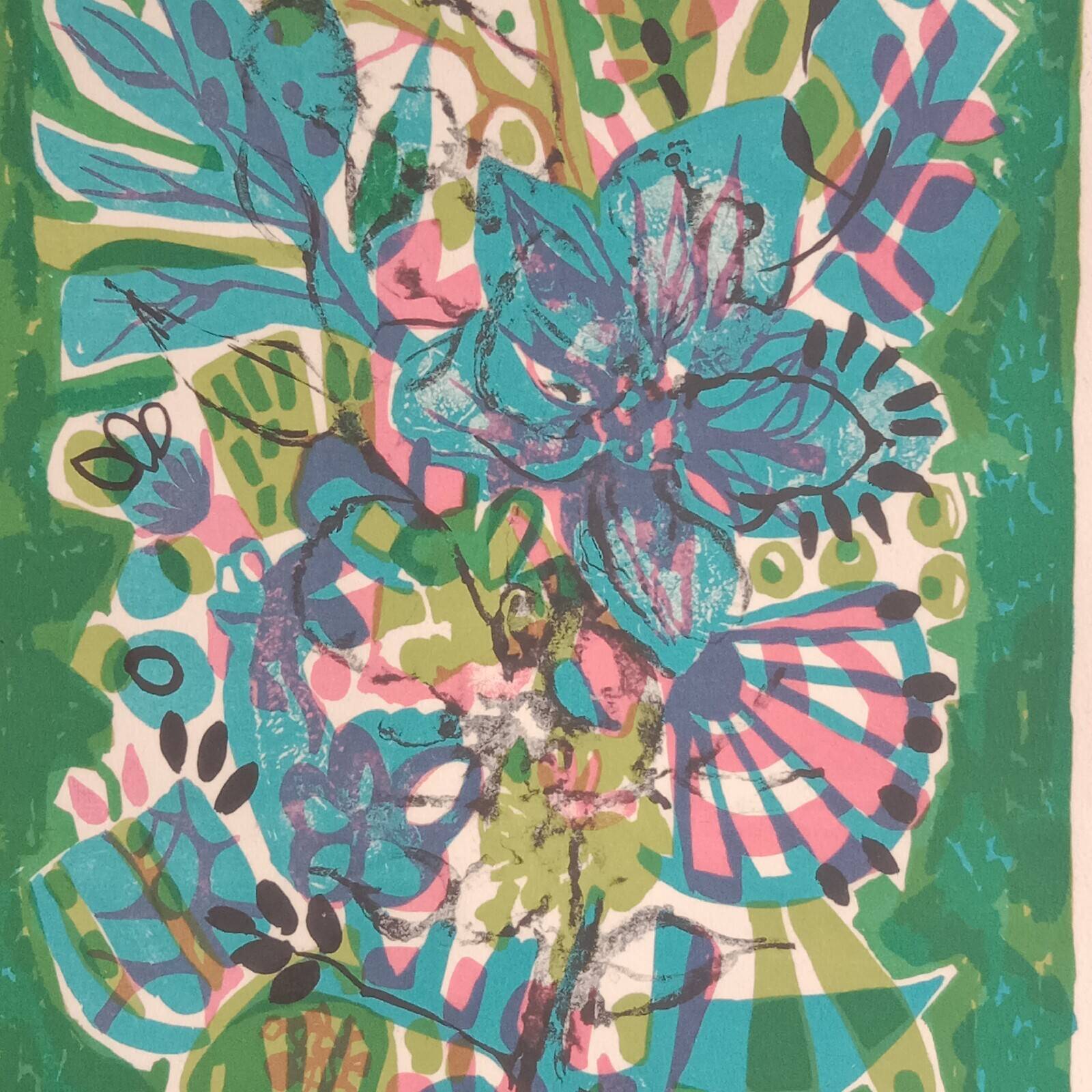 Bouquet by Michèle Van Hout, The Beautiful Lithograph No. 123/175, Signed