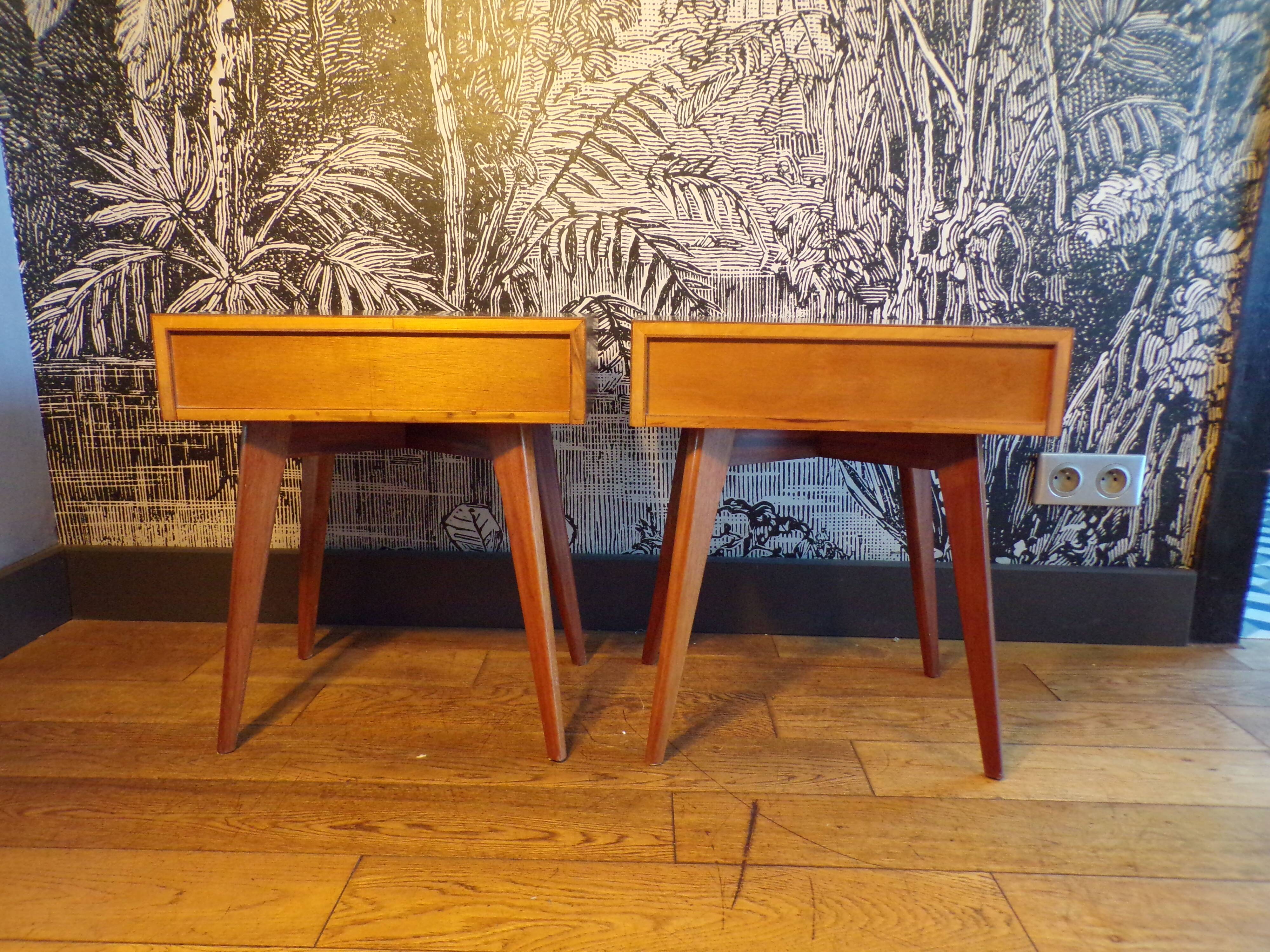 Pair of Scandinavian teak bedside tables