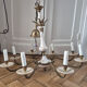 Lustre with 8 light arms in Hollywood Regency style – Gold brass and marble