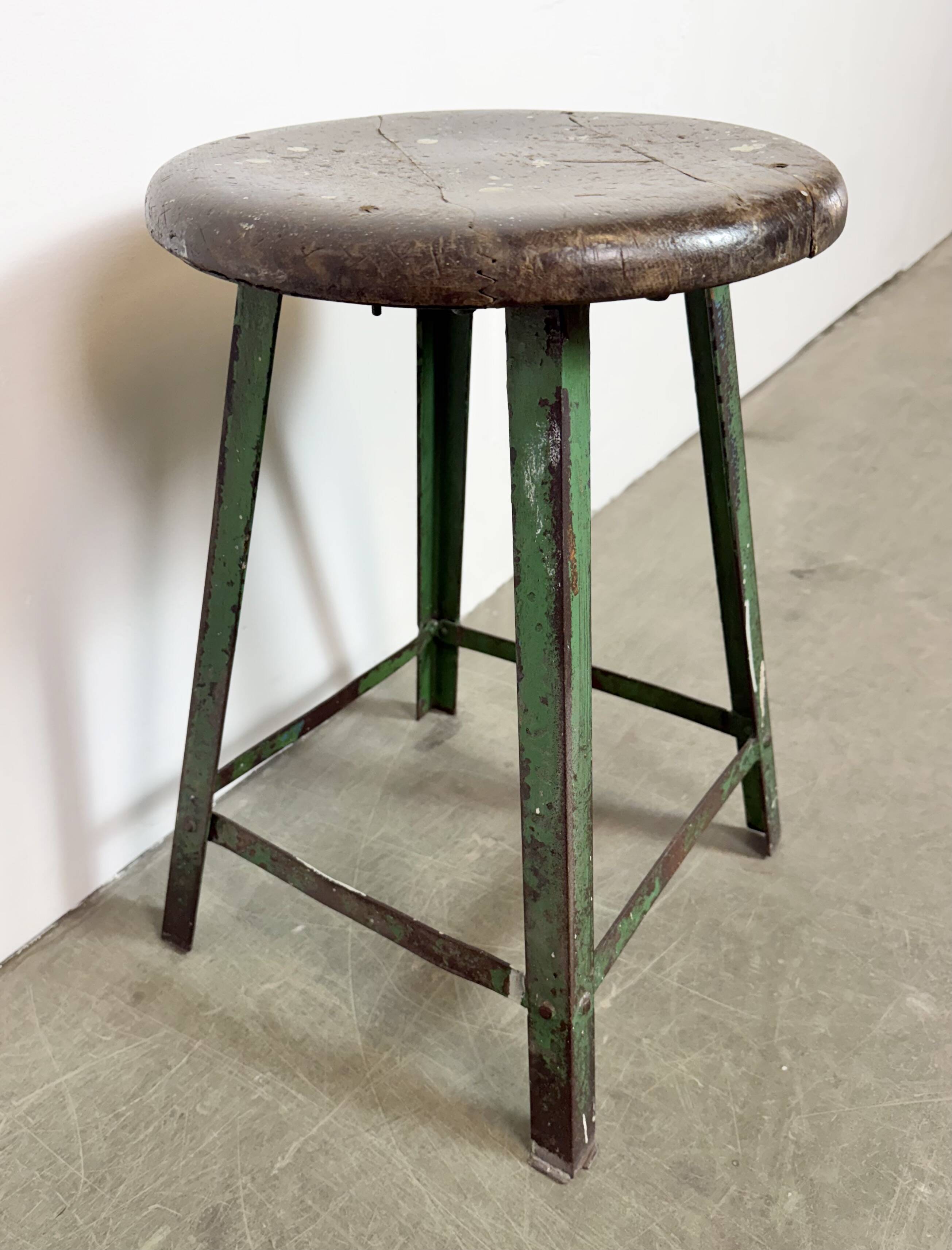 Green Industrial Workshop Stool, 1960s
