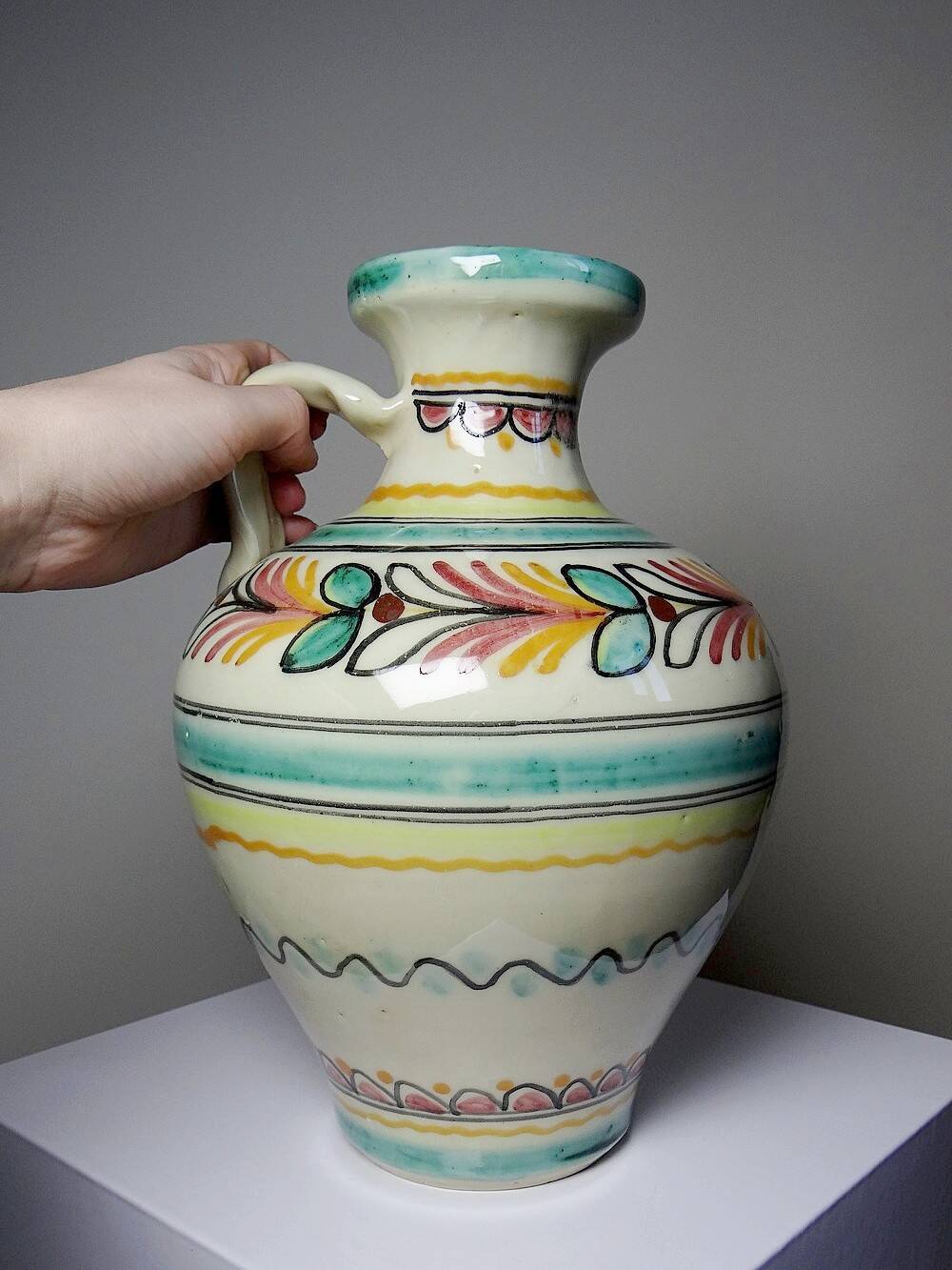 Vintage handmade ceramic jug Pont De l'Archevêque