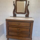 Wooden and marble chest of drawers with mirror