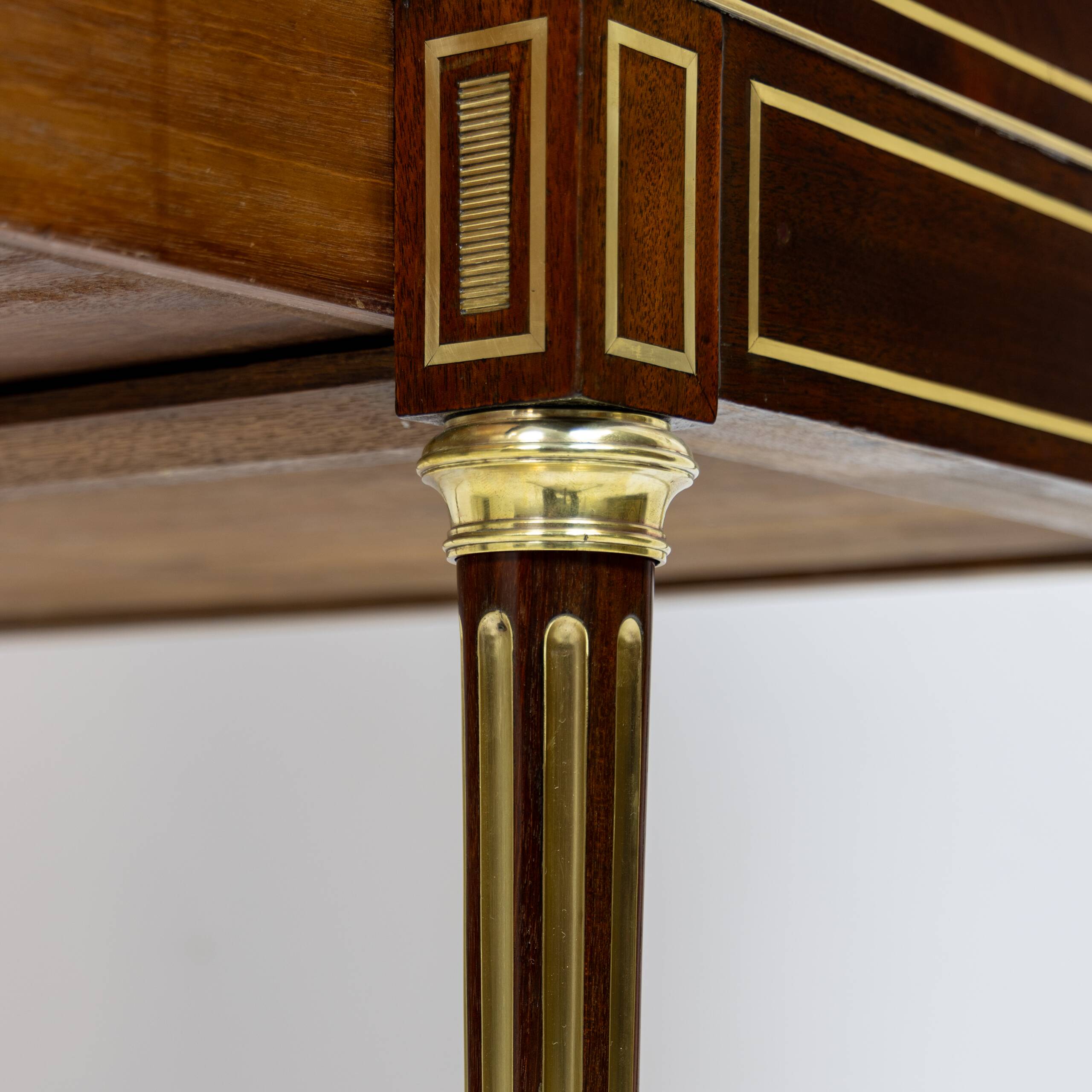 Louis XVI cylinder desk in mahogany and pink marble - circa 1860-1890