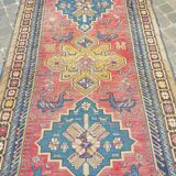 Tapis d'orient fait main de couloir caucasien ancien Kazak  3,09 x 1,52 m
