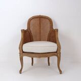 Louis XV style carved armchair with double sided cane work on the side panels