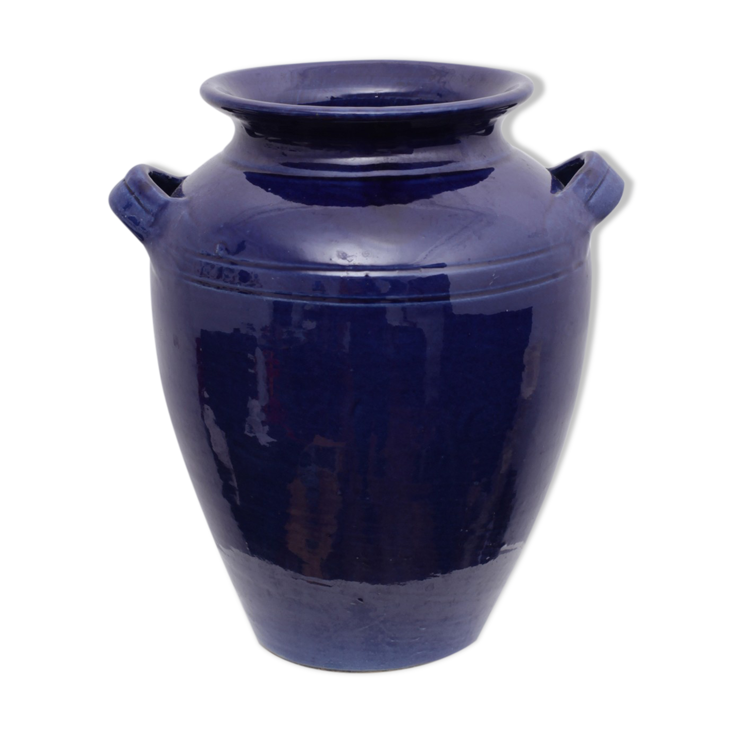 Blue terracotta pot vase 2 anses