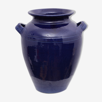 Blue terracotta pot vase 2 anses