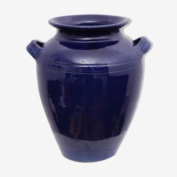 Vase pot terre cuite bleu 2 anses
