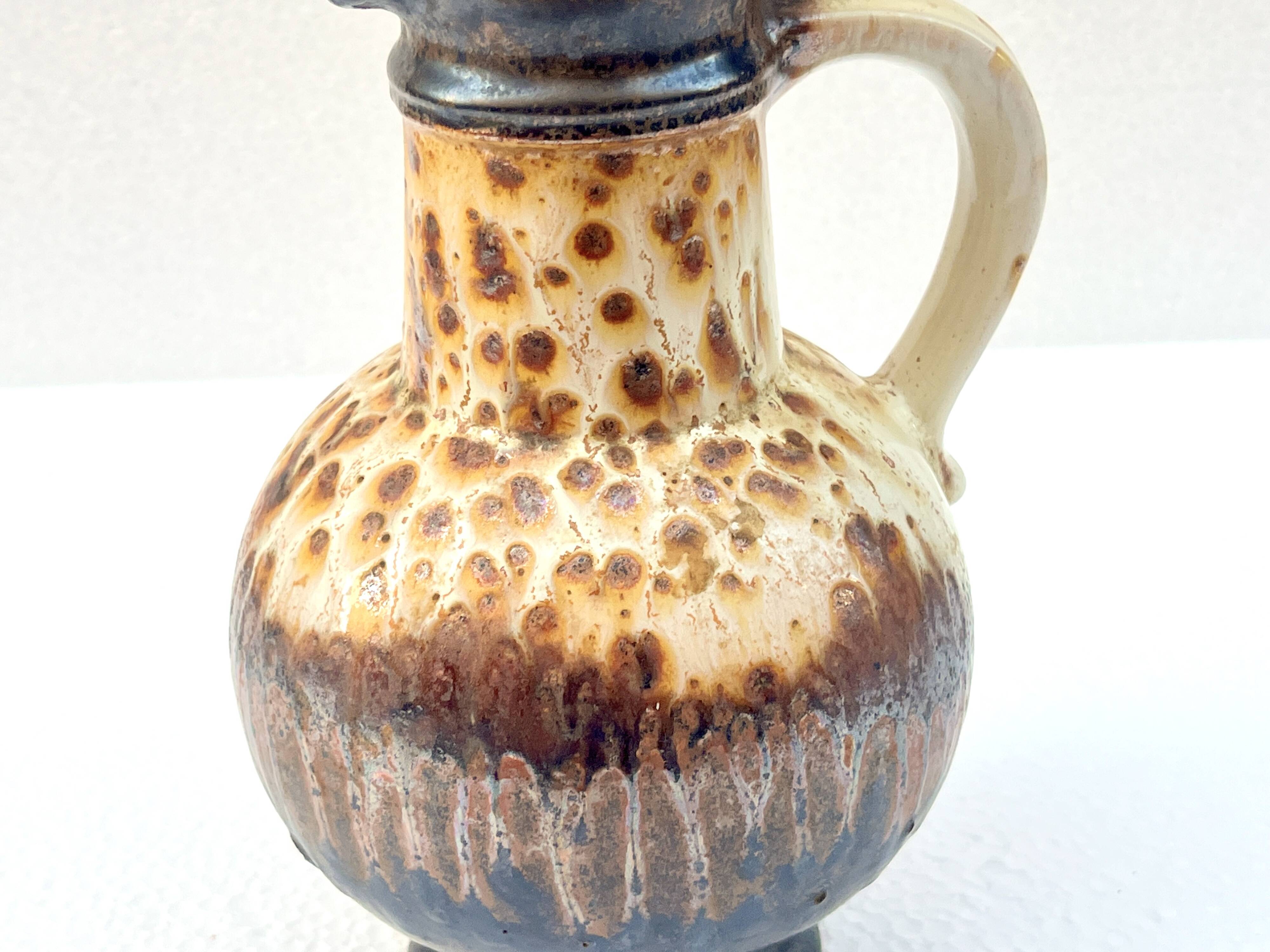 Fat Lava Vase Ceramic Pitcher West Germany 1960s Vintage Scheurich Style