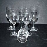Portieux lot de 6 verres à liqueur anciens modèle ferdinand rubans et guirlandes de fleurs 1910