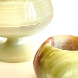 2 70s design onyx candle holders