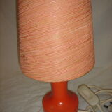 wooden bedside lamp orange 1970