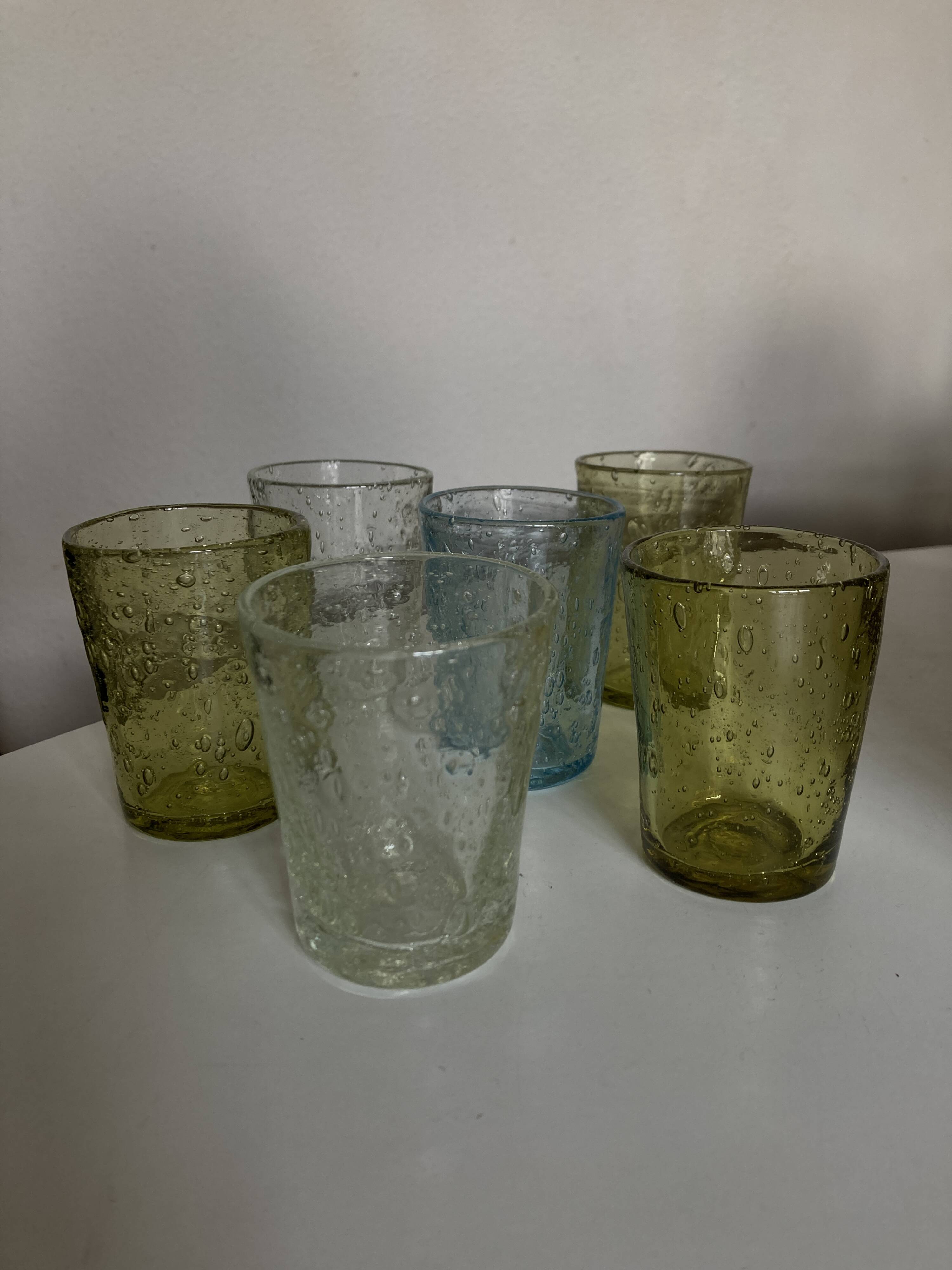 Set of 6 glass shot glasses from Biot 1960