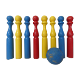 Jeu de quilles en bois peint