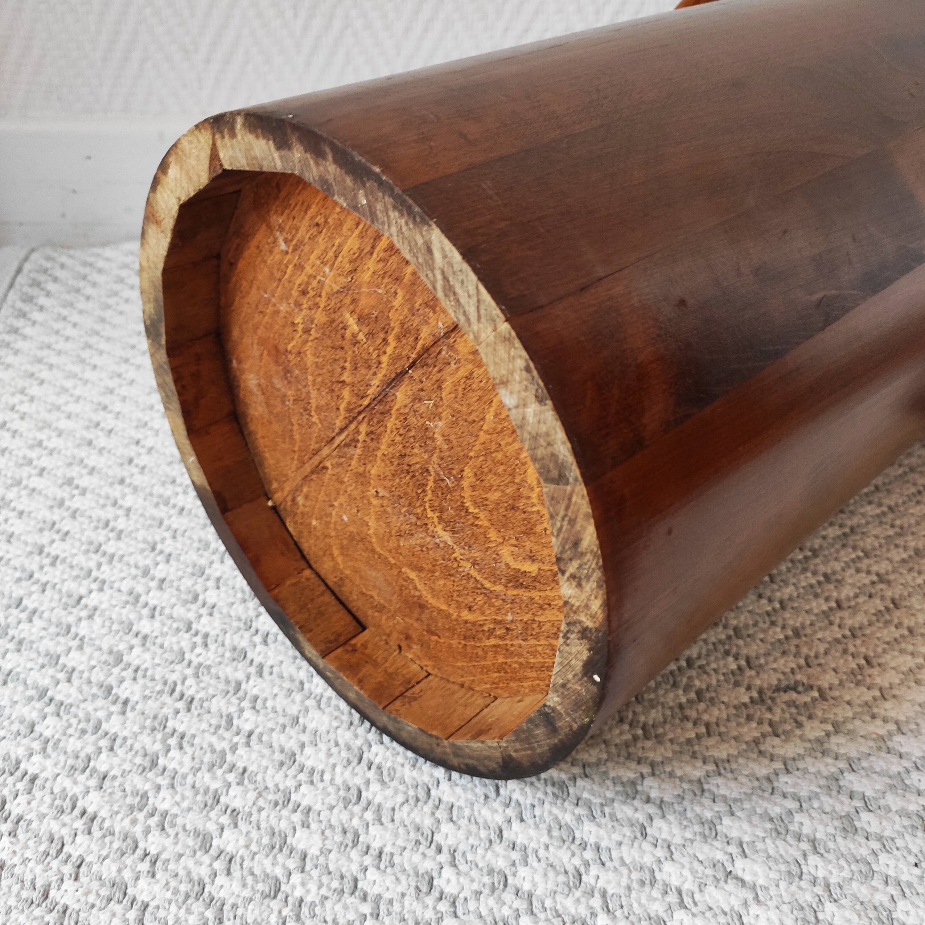 Brutalist sculptural wooden umbrella stand from the 1970s.