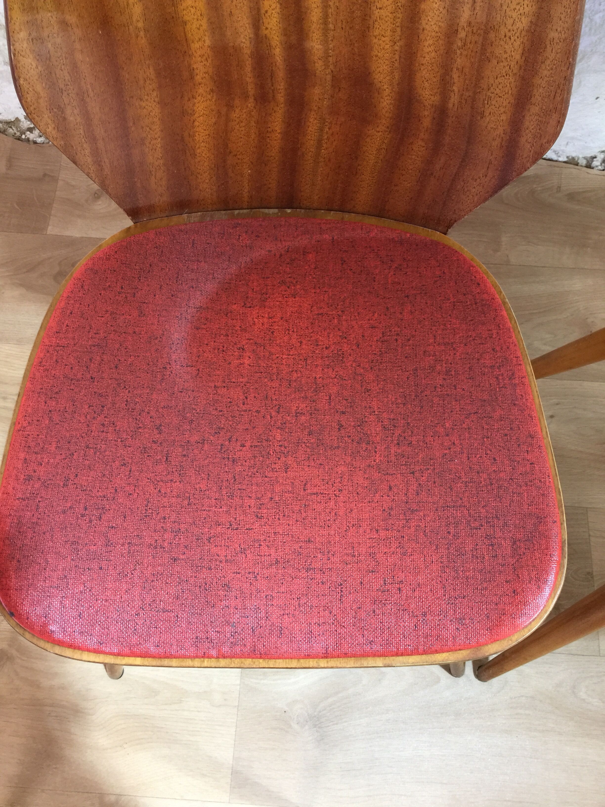 Lot of 4 chairs 1960s skai red compass feet