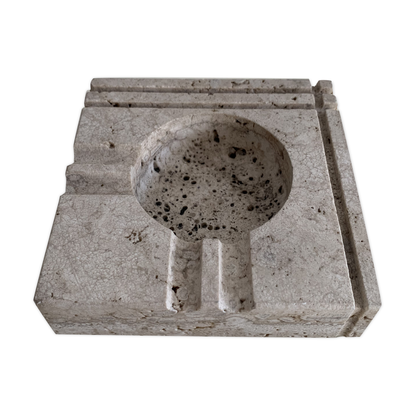 Square ashtray rough stone