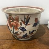 Vase/Cachepot in thick hand-painted ceramic (floral patterns)
