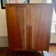 Armoire bois et rotin années 60