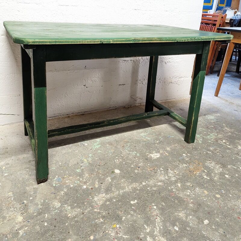 Old green farm table