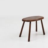 Mid-century Wabi Sabi stool or side table in oak, France ca. 1850