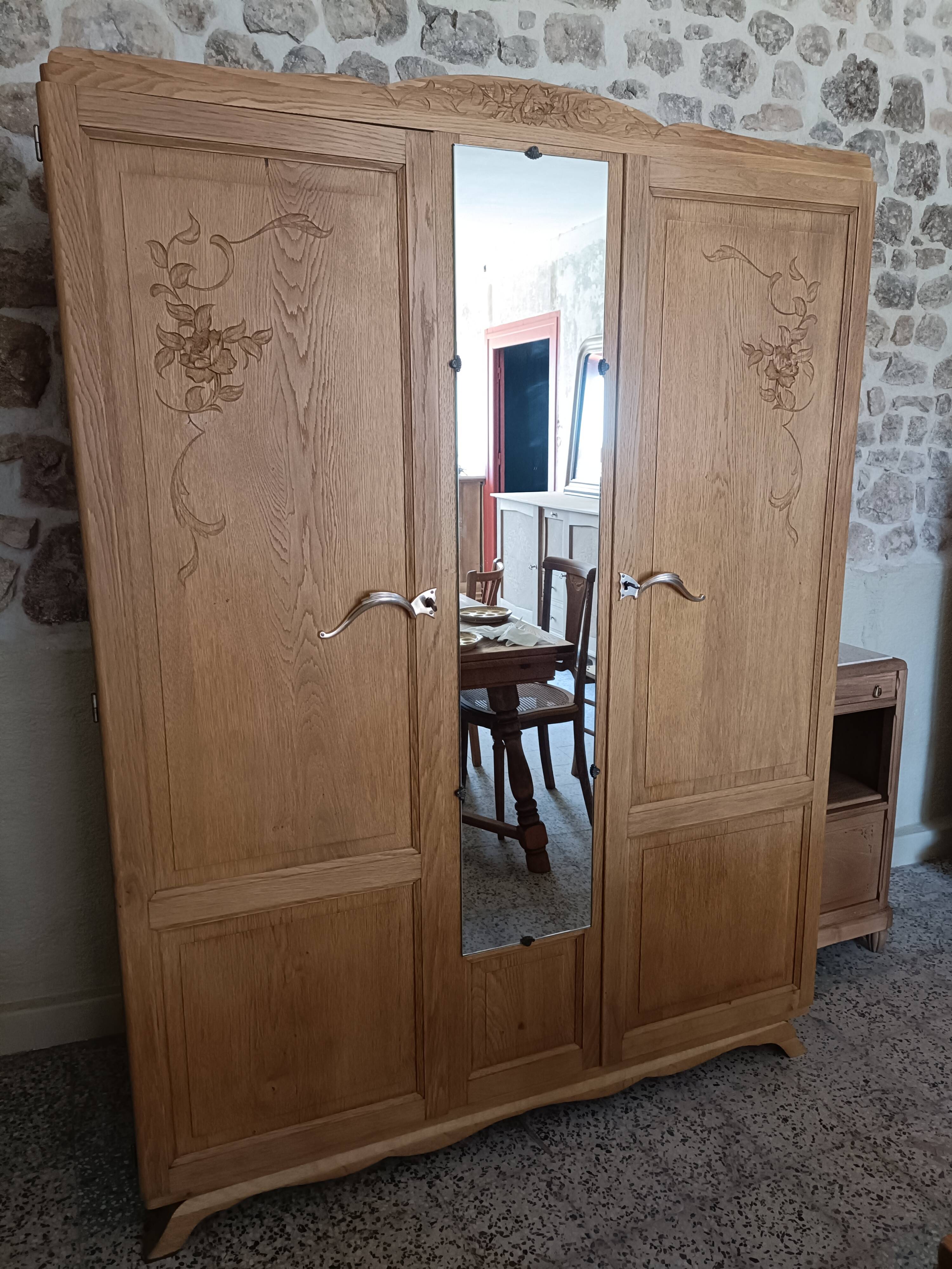 Renovated Art Deco oak wardrobe