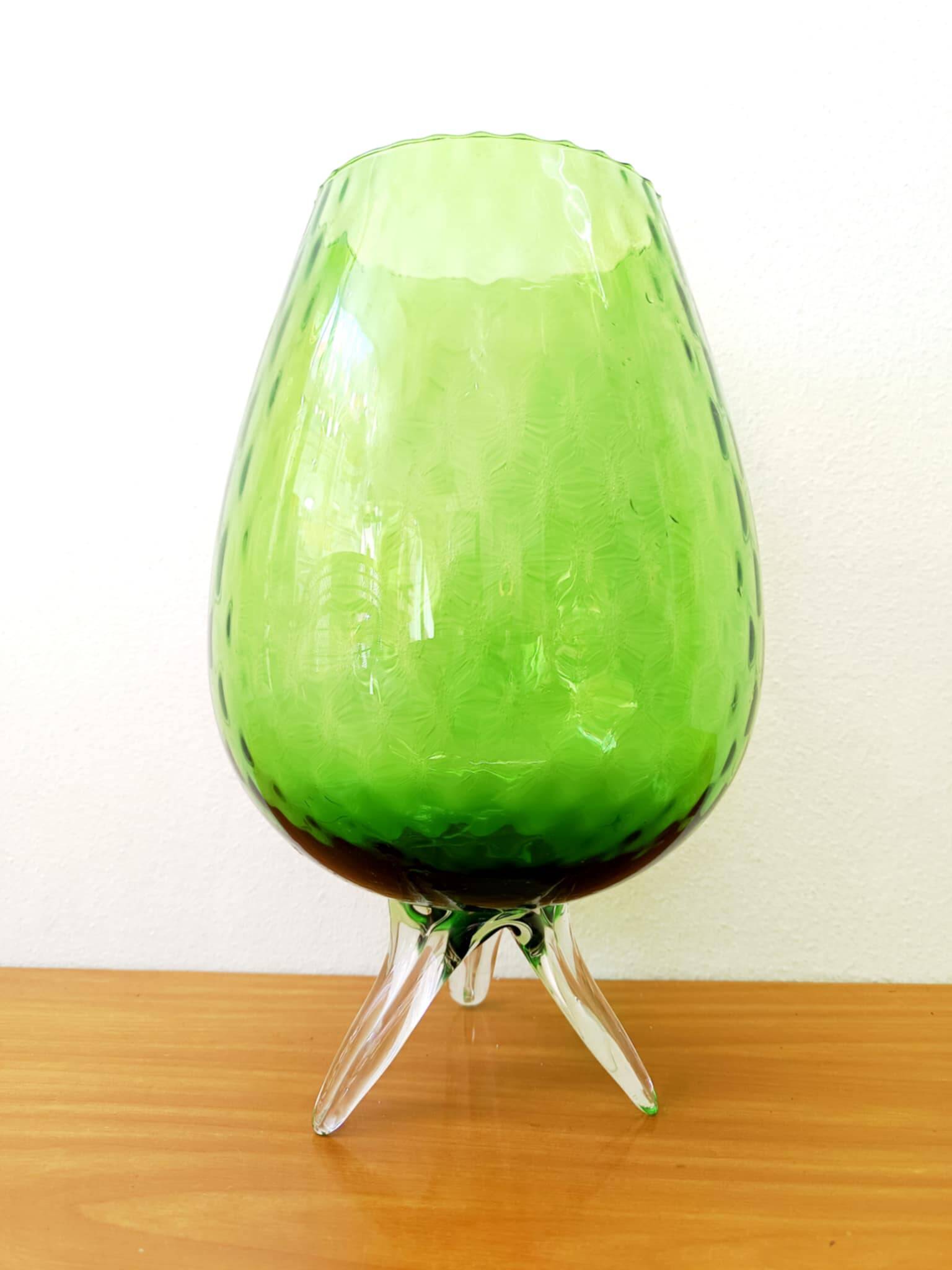 Green Empoli glass tealight vase