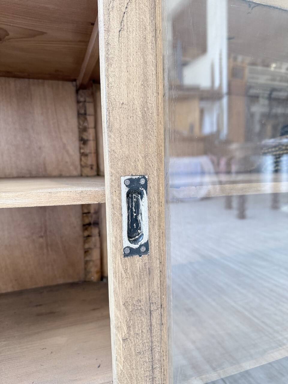 XXL 3m pine and oak display cabinet with glass doors