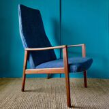 Teak armchair, bluish black. Denmark 1960