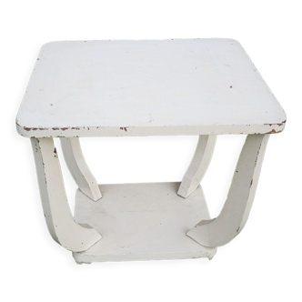 Ancien guéridon en bois blanc de style art déco