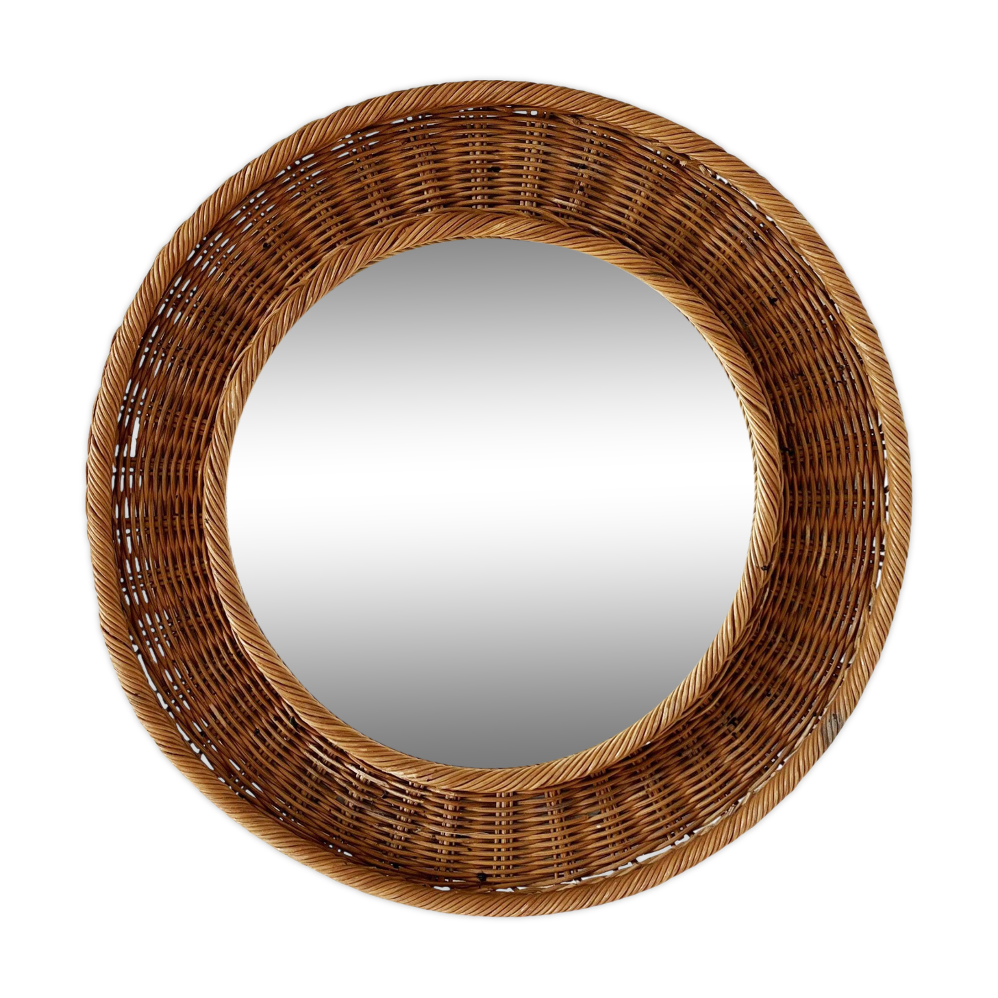 Round wicker mirror 1960