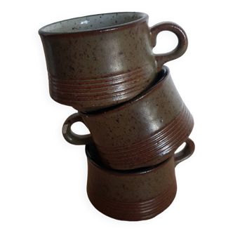 3 purbeck pottery studland tea cups
