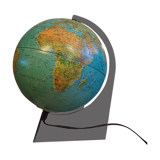 Luminous terrestrial globe with smoked plexiglass base