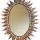 Oval sun mirror wrought iron from the 1950s Italy