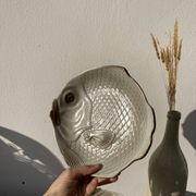 6 flat plates fish in beige ceramic Salins les bains
