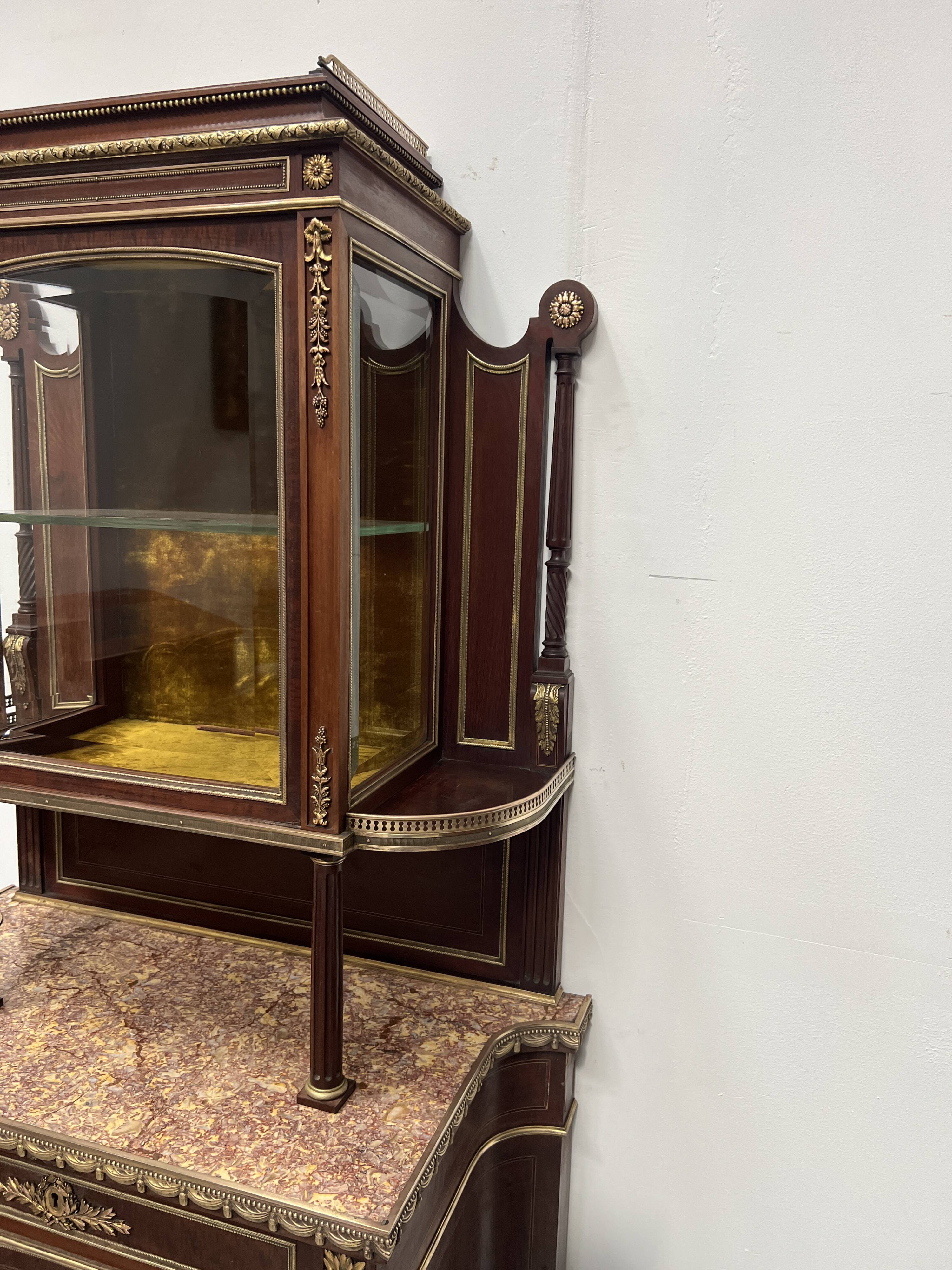 Napoleon III Mahogany and Chiseled Bronze Display Cabinet, 19th Century