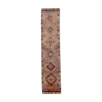 Red and orange vintage runner rug, 370x82cm