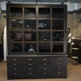 Teak library 1960 sliding doors and drawers