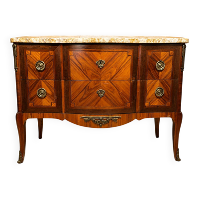 Commode transition Louis XV – Louis XVI en marqueterie, XVIIIe siècle (om)