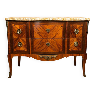 Louis XV – Louis XVI transition commode in marquetry, 18th century (om)