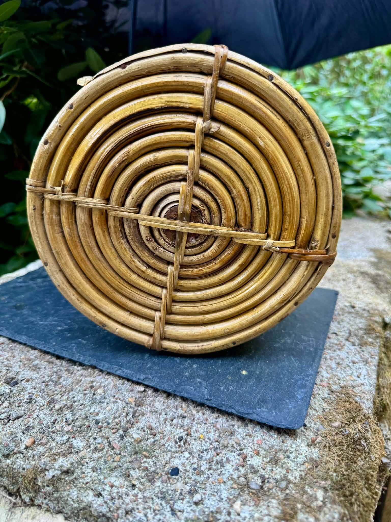 Gabriella Crespi brass rattan basket 1960s Italy