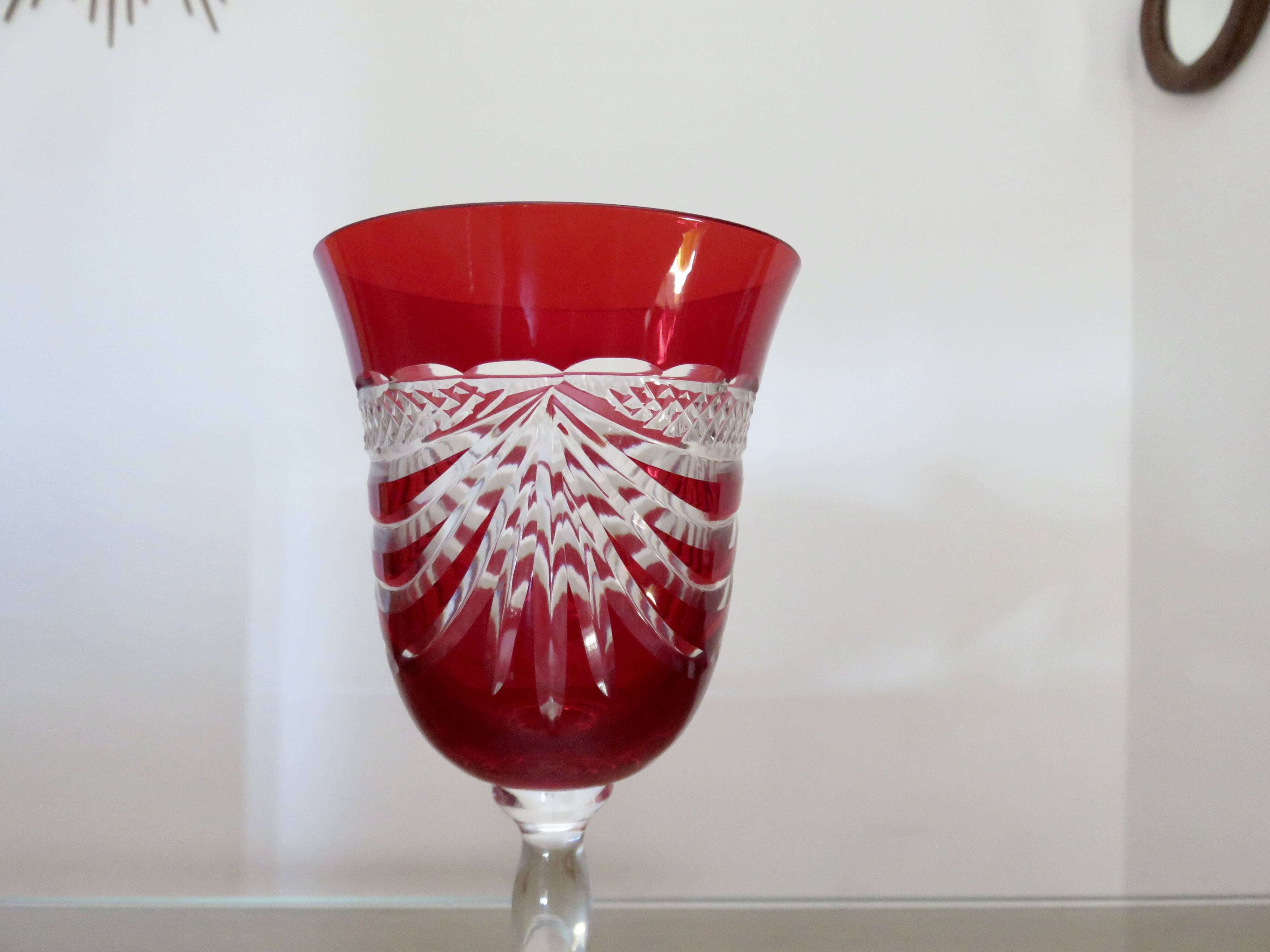 Service cristal couleur "Cristalleries de Lorraine" carafe et 5 verres
