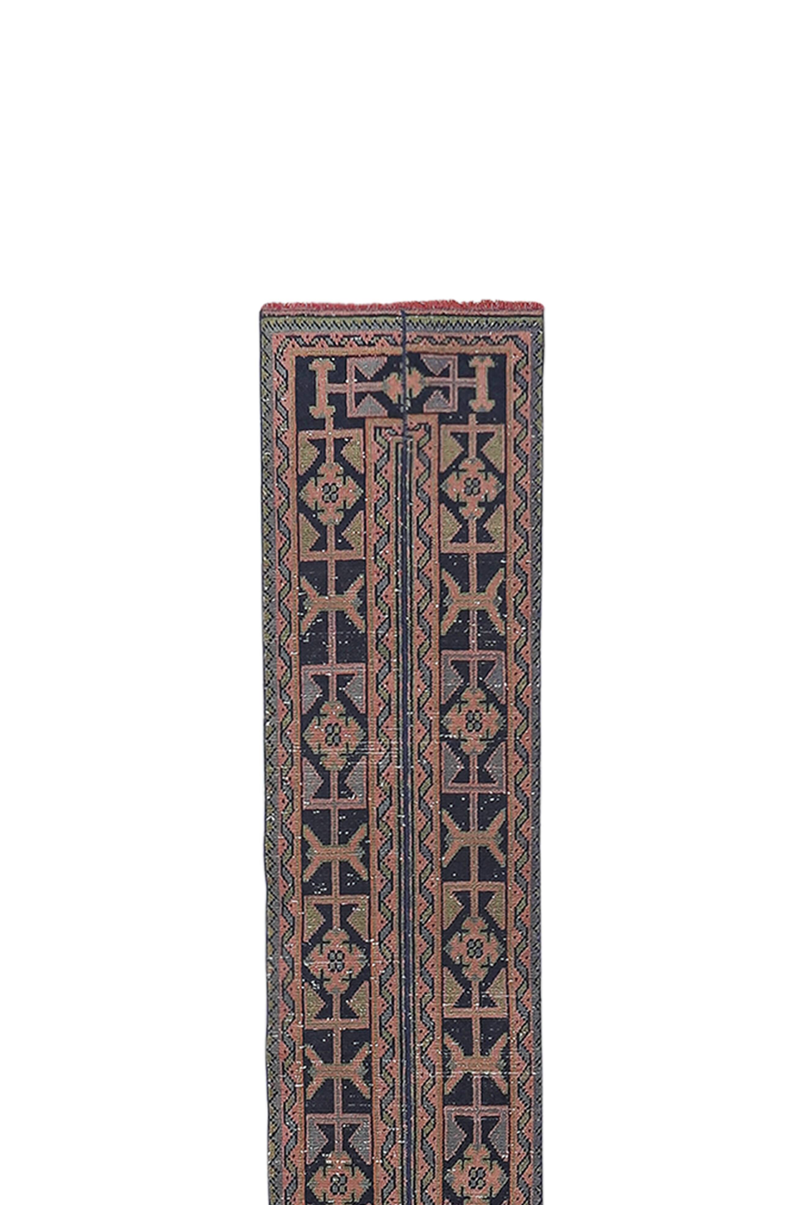 Vintage Turkish Oushak Handwoven Rug 58x667 cm
