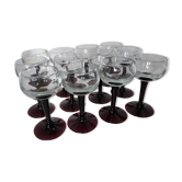 Port glasses with colored feet