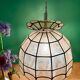 Suspension abat-jour vintage en nacre et laiton