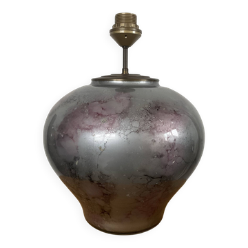 Pied de lampe unique Laque Line en verre eglomisé années 70-80