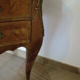 Pair of 2 Louis XV bedside tables - marquetry - 2 drawers - pink marble
