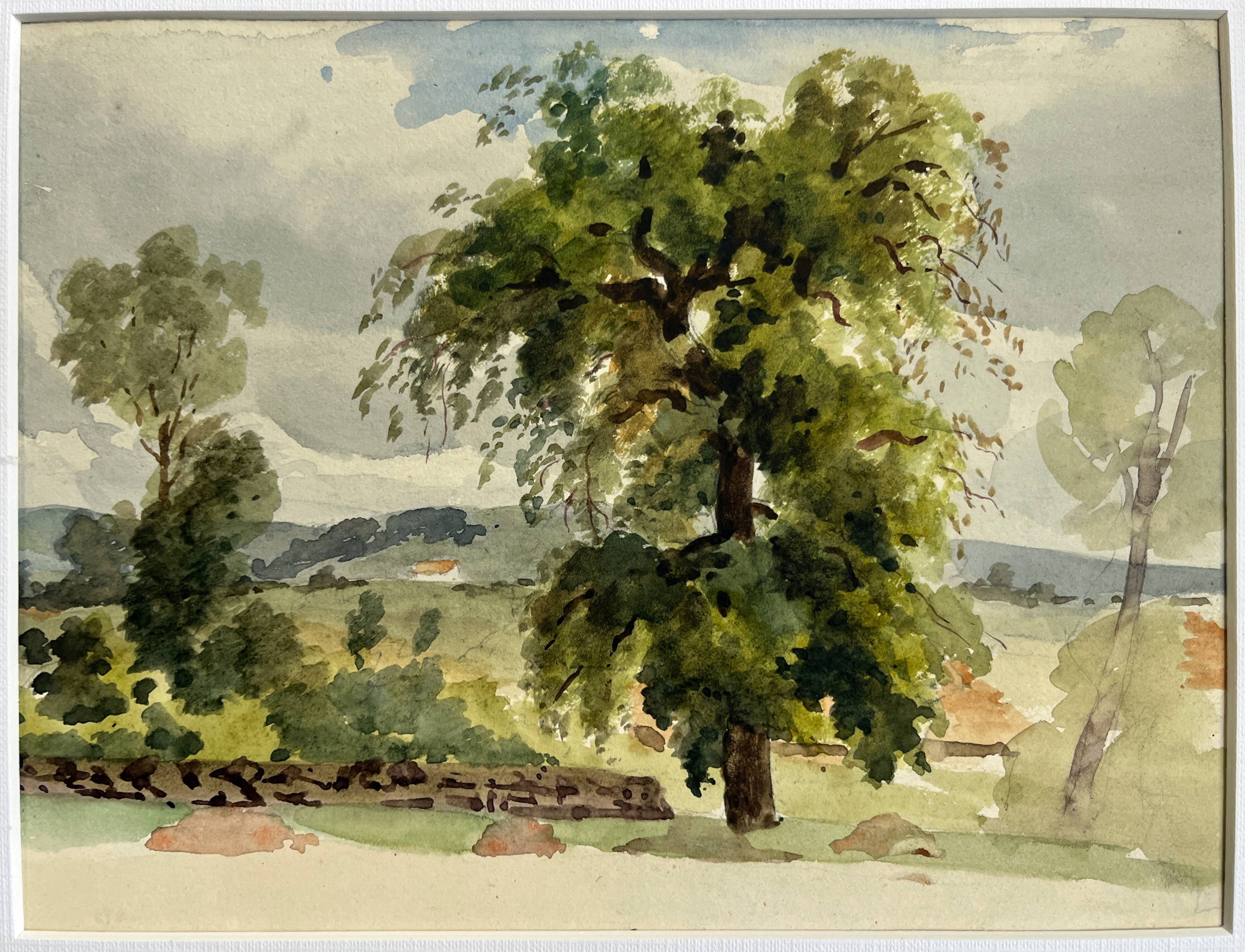 Painting Set of 3 watercolors Village and countryside early 20th century